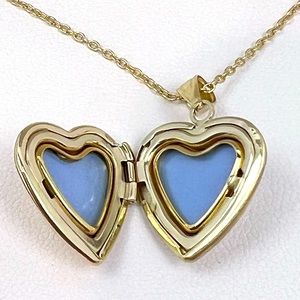 ARGENTO VIVO STERLING SILVER LOCKED HEART PENDANT, GOLD COLOR, 2 PICTURES FRAMES